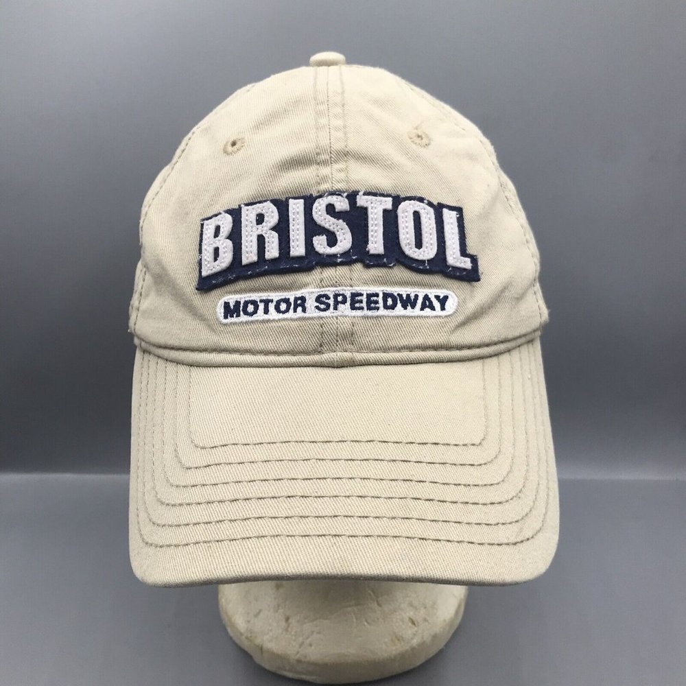 Bristol Motor Speedway Hat Cap Adjustable Khaki Strapback Racing Nascar EUC